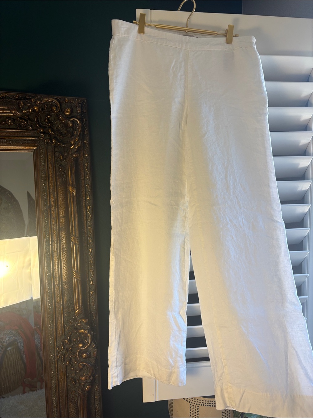 Banana Republic White 100% Linen Martín Fit Wide-Leg Pants, Size 10